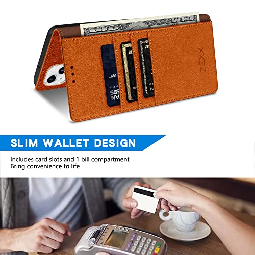 ZZXX for iPhone 14 Wallet Case Magnetic Closure 6.1 inch,Brown - image 4