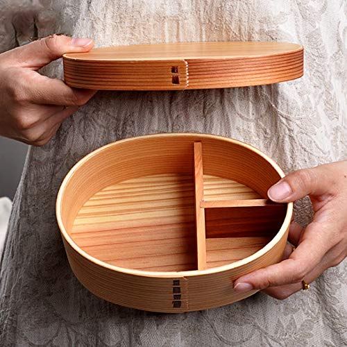 Lancheira de madeira estilo japonês GUANGE com separador interno, lancheira Bento de madeira natural