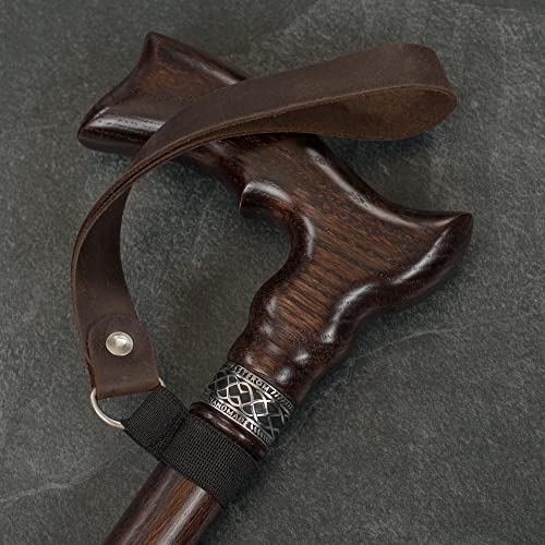 Asterom Handmade Leather Cane Strap - Stylish Wrist Strap for Canes and Walking Sticks (Brown)