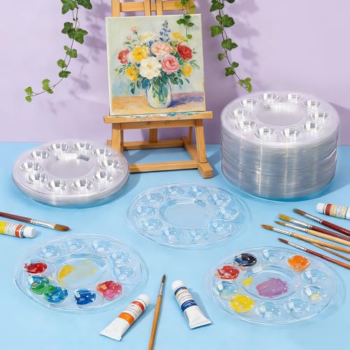 Palette de peinture ronde en plastique transparent de 14cm pour aquarelle lot de 200 - 6