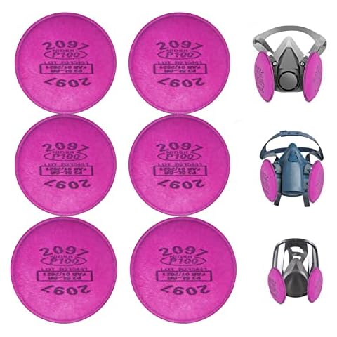 2097 Filters for Respirator, ANUNU 3 Pairs 2097 Filter for 6200, 6800, 7502, 6000 Half Facepiece Respirator Against Organic Vapor and Dust Cover