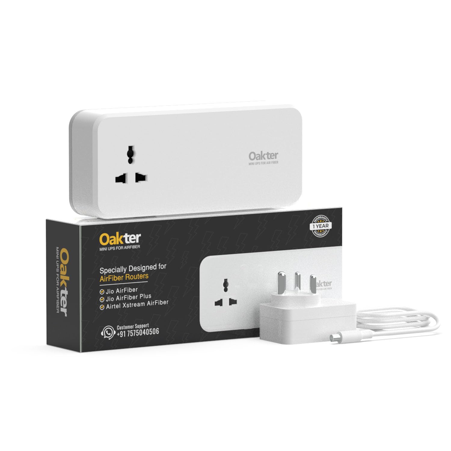 Oakter Mini UPS for Jio AirFiber and AirFiber Plus WiFi Routers | 6×2000 mAh Battery | Power Backup 4 Hours | 12 Months Warranty for UPS | Current Surge & Deep Discharge Protection AirFiber V3.0