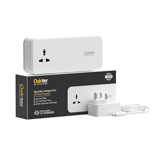 Oakter Mini UPS for Jio AirFiber and AirFiber Plus WiFi Routers | Power Backup 4 Hours | 12 Months Warranty for UPS | Current Surge & Deep Discharge Protection