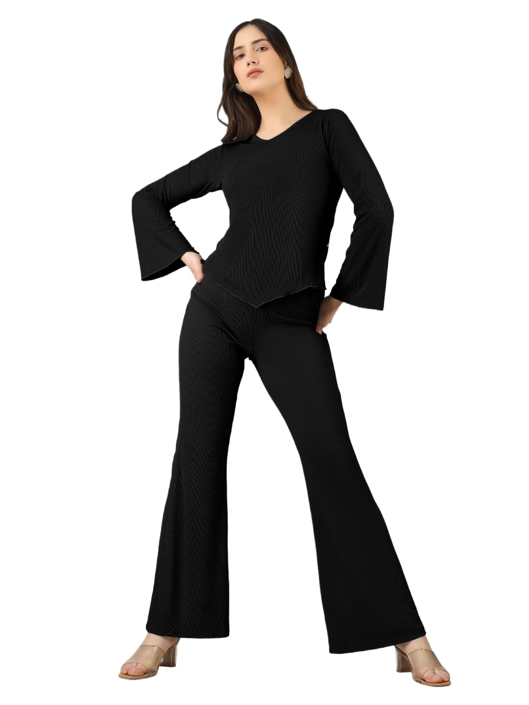 plus size Co-Ord Set for Women | Bell Sleeve Top and Bootcut Trouser Pant Set | Stylish Co-Ord Set for Women-picture-29