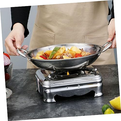 Wok de acero inoxidable con doble asa resistente al calor miniatura 4
