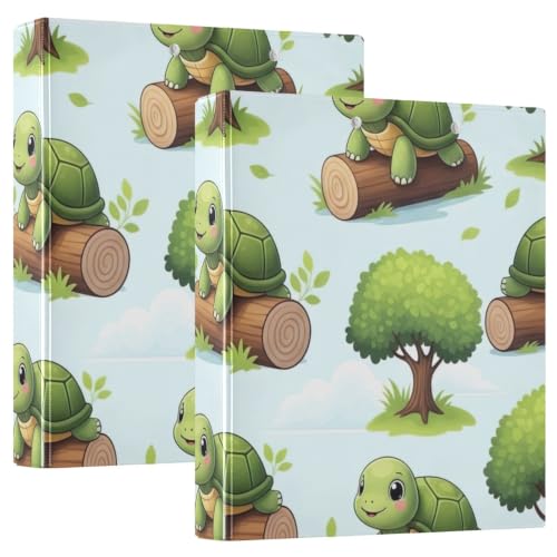 Classeur imprimé à trois anneaux jolies tortues vertes robuste pour protéger vos feuilles