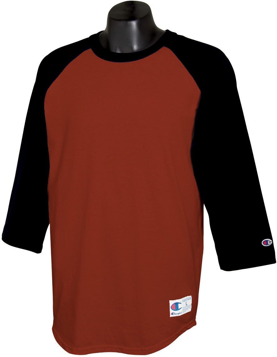 Champion Men's Raglan Baseball T-Shirt Small Scarlet/Black