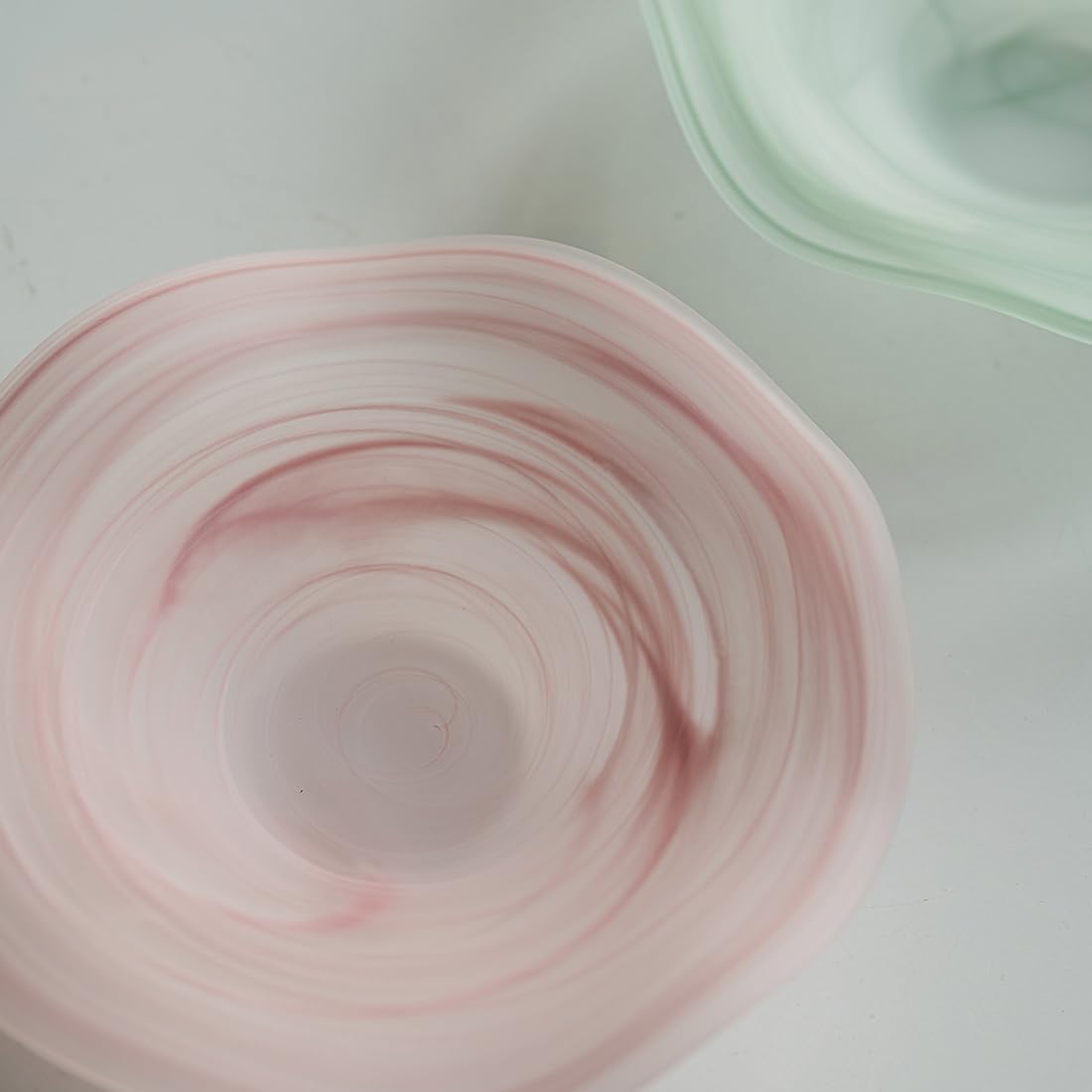 Dekorative Glasschale, 22,9 cm, blau-rosa Glas-Mittelstück, Mehrzweck-Servierschale für Obstsalat, Snacks, Zuhause, Küche, Tisch, Hochzeitsdekoration (Rosa)