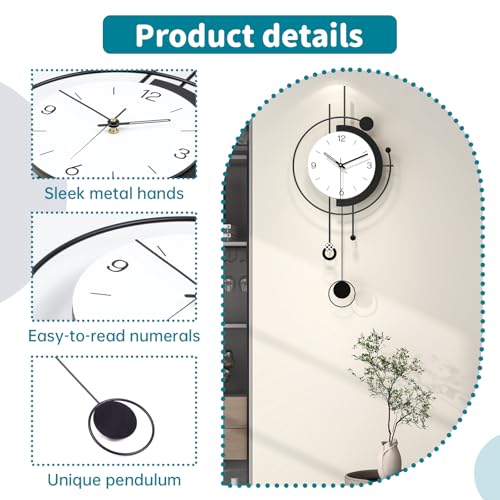 Large Wall Clock for Living Room Decor Modern Silent Black Clock - Image 5