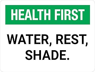 Health-First: Water Rest Shade Landscape - Wall Sign Safety Signs 8"x12" Metal Sign Danger Warning Man Cave Yard Indoor Or Outdoor