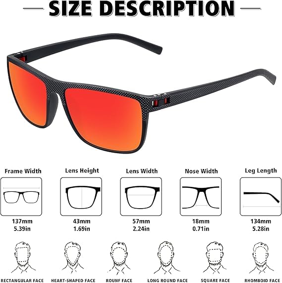 Men's polarized sunglasses, lightweight sun protection glasses, UV protection, suitable for driving, fishing and golf 6