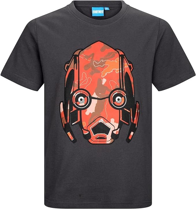 Fortnite - Vertex RED MASK - playera juvenil de manga corta de algodón gris unisex para edades de 9 a 16 años, gris oscuro, 13-14 Years
