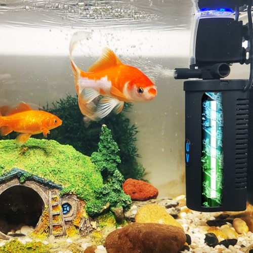 COOSPIDER Aquarium Filter with 6W U-V Light 158GPH for 10-45 Gallon Tank