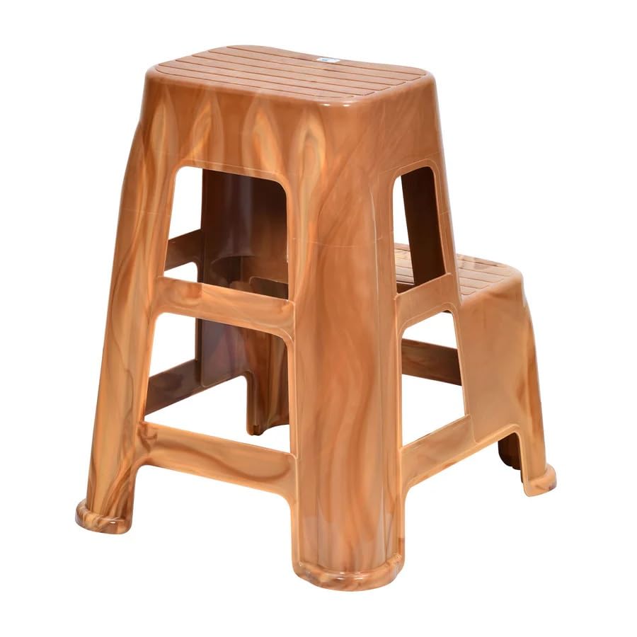 Image of Nilkamal STL21 Step Stool for Home, Bedroom, Bathroom, Kitchen, Living Room, Office, Adult, Kids, Children's and Garden Stool with 100Kg Load Capacity (Pear Wood)