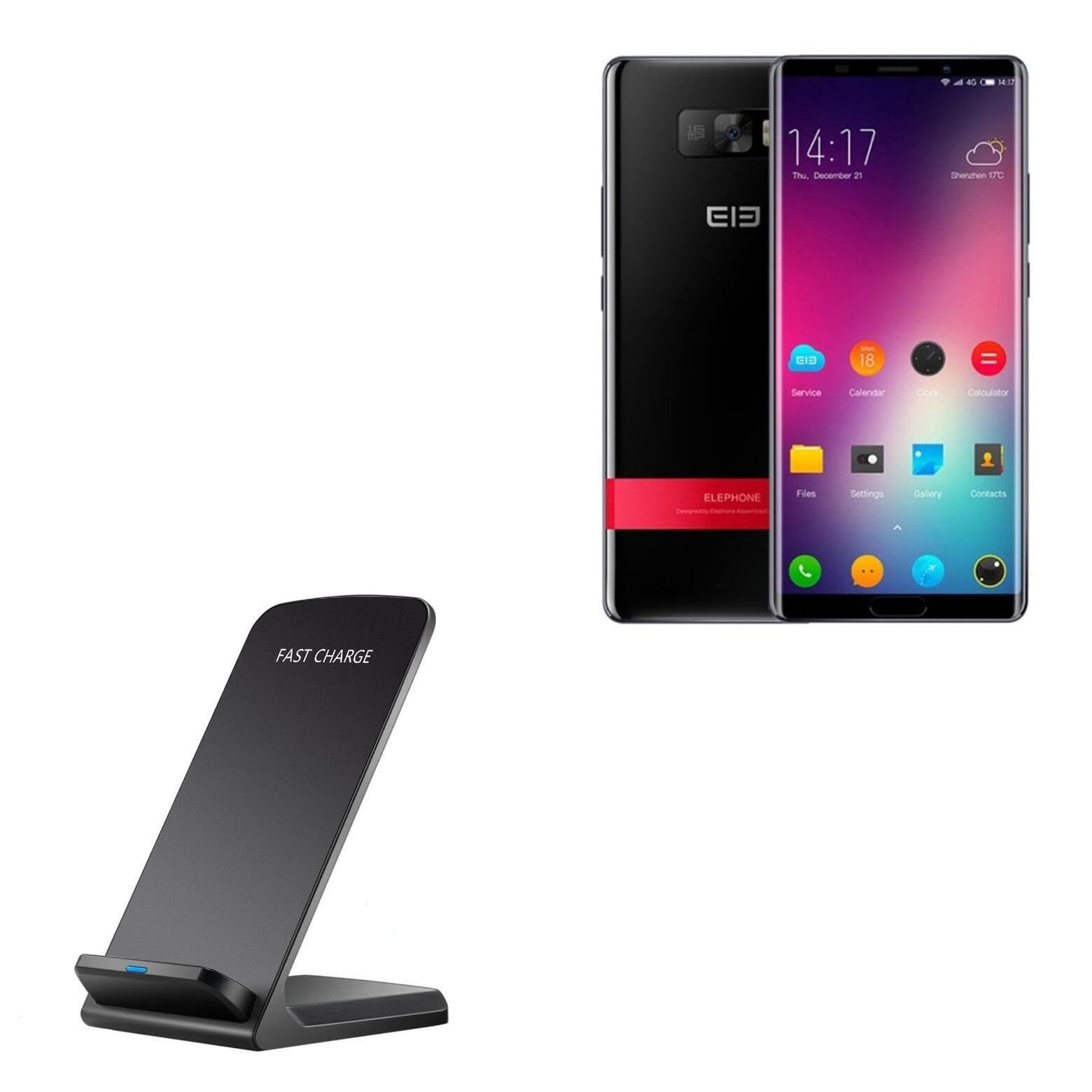 BoxWave Charger Compatible with Elephone P11 3D - Wireless QuickCharge Stand (10W), No Cord; no Problem! Charge Your Phone with Ease! - Jet Black