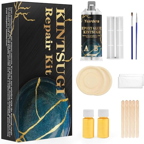Kintsugi Repair Kit Gold, Gold Glue for Ceramics and Porcelain Repair, Kintsugi Kit Repairs Your Meaningful Ceramics, Perfect for Beginners Restoring Meaningful Gifts