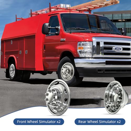 Image of hightall 16 Wheel Simulators,16 inch 8 Lug 6.5 inch Bolt Pattern Dual Rear Wheel Stainless Steel Hub Caps,Bolts On Wheel Cover Set Compatible with Chevy GMC Ford Dodge 3500 Dually Trucks & Vans