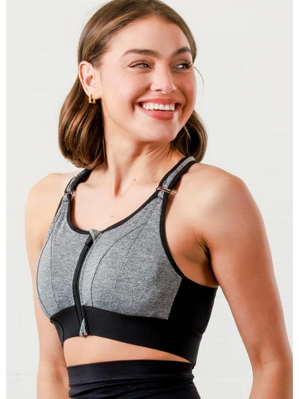 Image of Women Polyester Spandex High Impact Front Zip Sports Bra Fitness Criss Cross Back Crop Tops for Gym, Yoga & Workout - Size: M-4XL