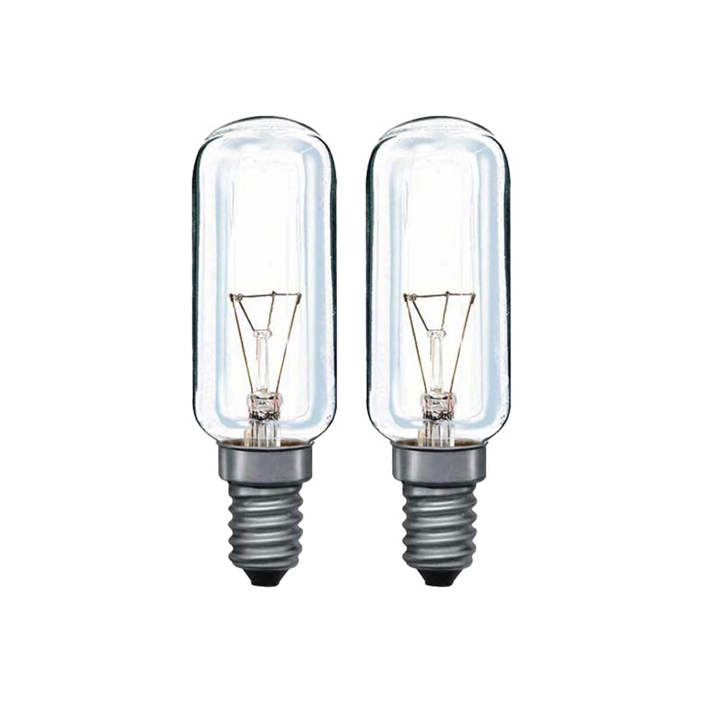 NCC-Licht 2 x Röhrenlampe T25 Glühbirne 40W E14 warmweiß, Ersatzlampe für Haushalt, Kühlschrank, Dunstabzug, Nähmaschine etc.