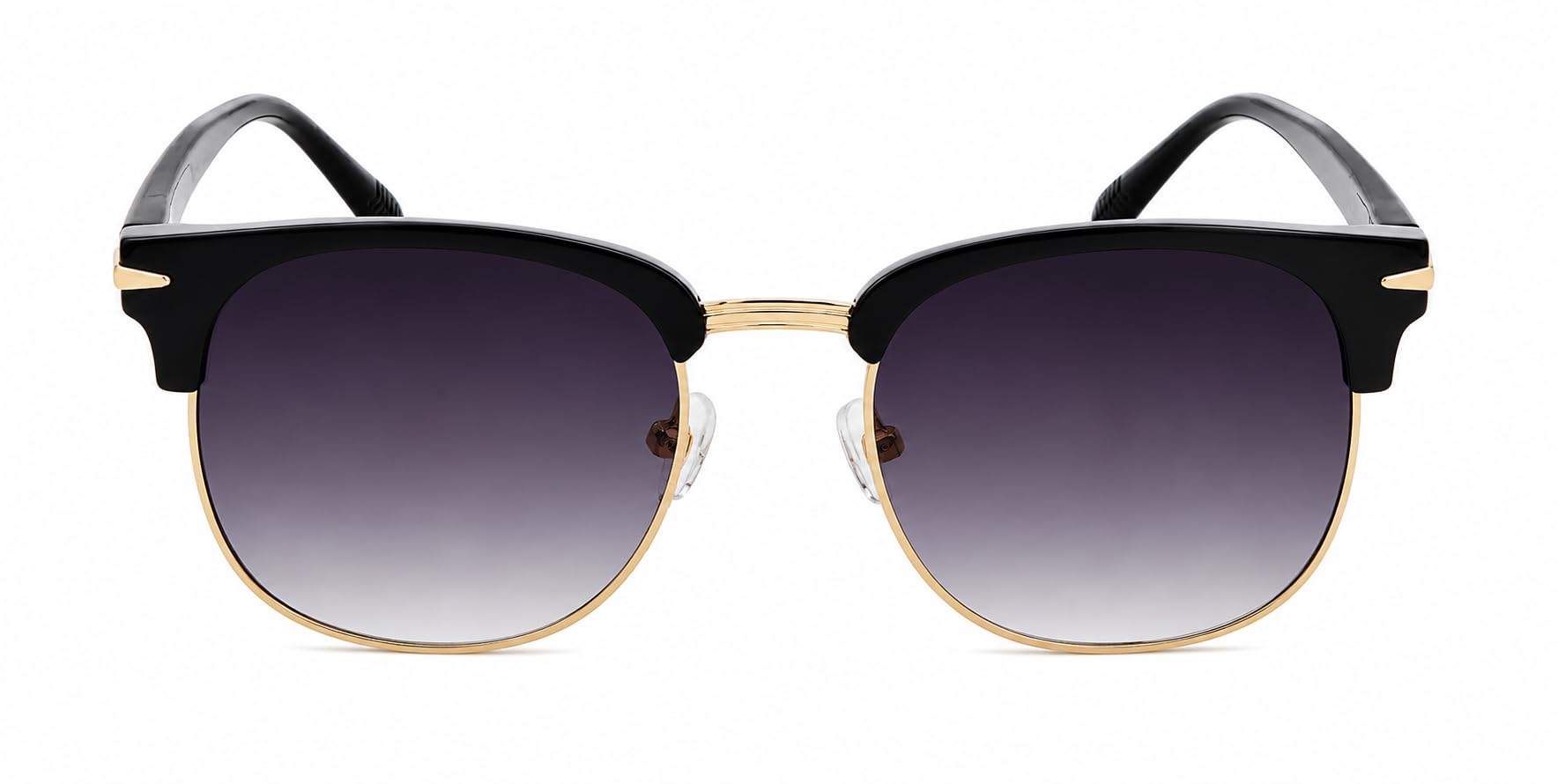 Clubmaster Sunglasses, Black & Gold Half-Rim Frame, Gradient Lens-image-2