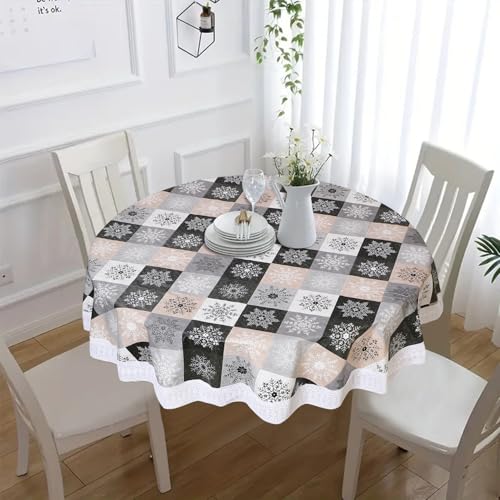 Image of Dakshya Industries PVC Waterproof Round Table Cover for 4 Seater Dining Table | 60 Inch Round Printed Table Cover | Spill Proof, Oil Resistant, Heat Resistant, Wipe Clean