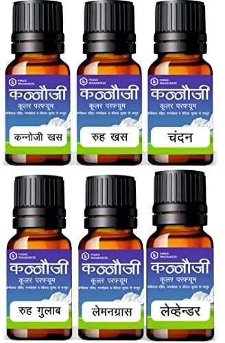 Image of Parag Fragrances Kannauji Cooler Perfume 6 in 1 combo Kannauji Khus, Ruh Khus, Chandan, Ruh Gulab, Lamongrass & Lavender