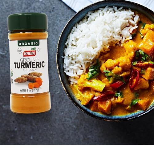 Image of Badia Organic Turmeric Powder, 2 oz - Rich in Curcumin, Perfect for Cooking, Smoothies & Wellness