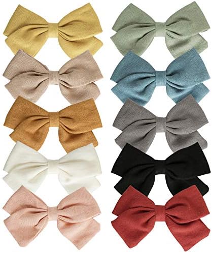 Baby Girl Hair Clips Bows Barrettes 10 Pack Fully Lined Alligator Clip 3.4 Inch Hair Accessories for Little Girls Toddler Kids Children