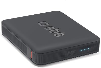 SBS NanoTube PowerBank HD, 5000mAh, Intelligent Charge (IC) 10W, Power Bank con Ricarica Rapida, Tecnologia Alta Densità, USB-C, Caricabatterie Portatile da Viaggio, Design Compatto, Nero