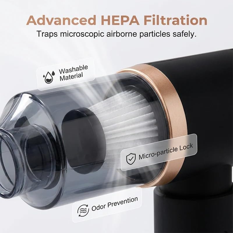 4-in-1 Cordless Handheld Vacuum Cleaner, Strong Cyclone Suction Mini Portable Car Vacuum, HEPA Filtration, Air Duster for Car Interior Keyboard Pet Hair Home Crevice Cleaning，138 Green