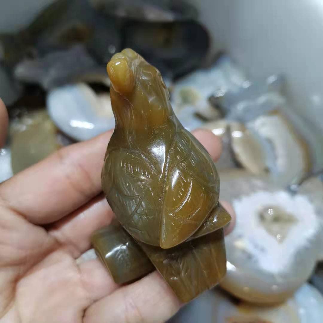 65mm naturalny agat papugi figurki kamień rzemiosła posągi ptaków wystrój