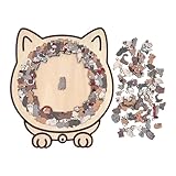 Puzzle in legno a forma di gatto Morandi da 135 pezzi | Incorniciato da Adorable Cat Outlines, puzzle irregolare con cornice, per gli amanti del gatto e per l'arredamento della casa