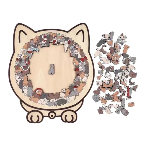 135 Piezas de Madera en Forma de Gato con Colores Morandi Bois23.7x21.8cm Caja de para Gatos Piezas detalladas sobre el Tema de los Gatos para Interior casa Estante de Pared