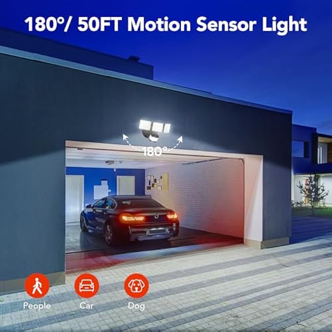 OREiN Motion Sensor Outdoor Lights Flood Lights Outdoor LED Security Light 30W Black