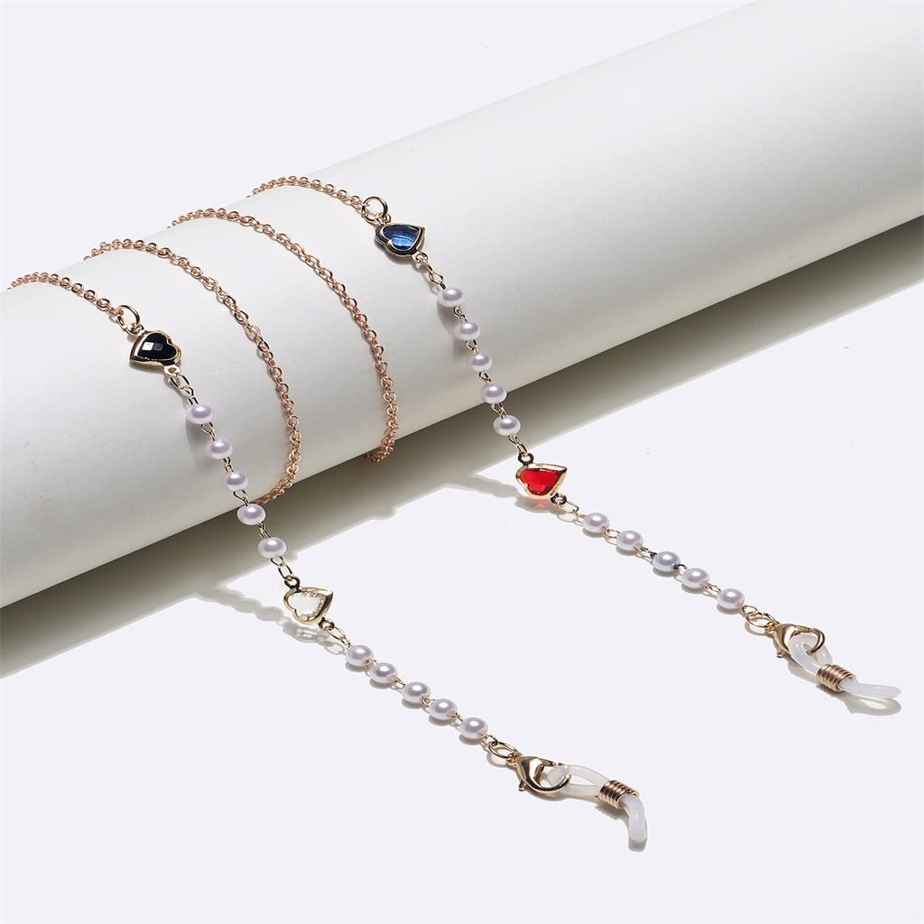Chaîne de lunettes métal perle de verre cœur mode pour femme