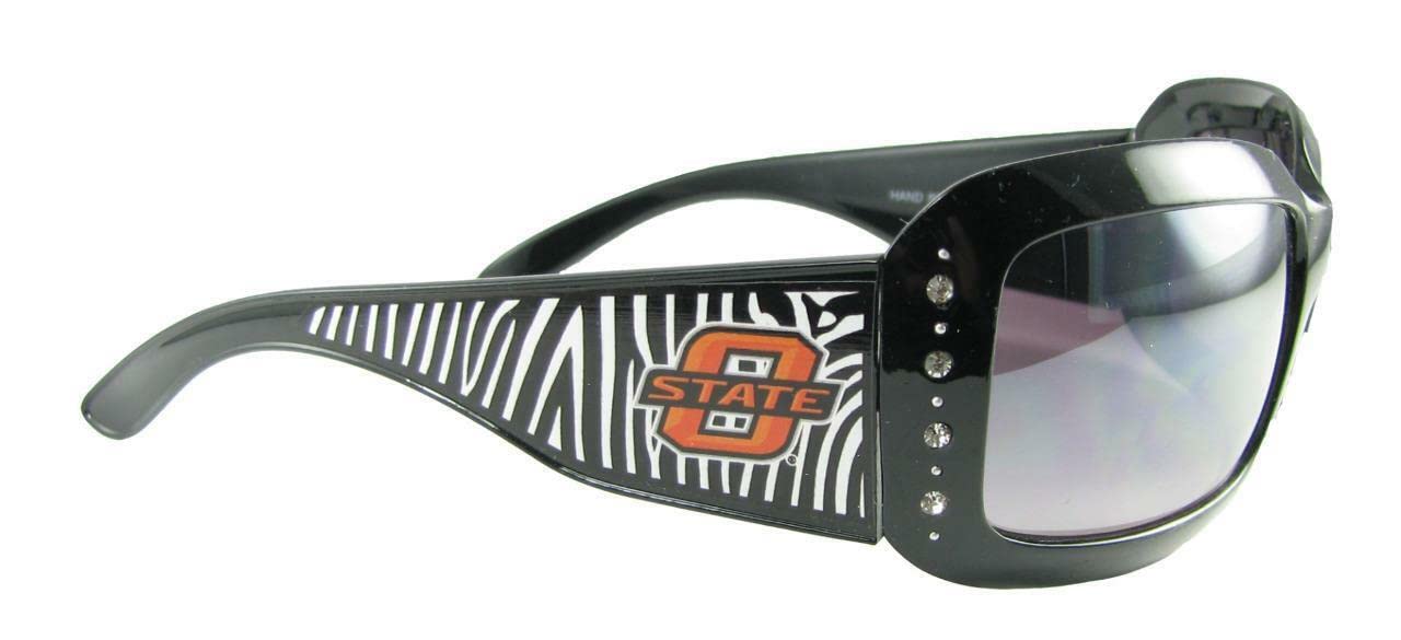 Sports Accessory Store Oklahoma State Cowboys OSU Black Zebra Print Clear Crystals Licensed Womens Fashion Sunglasses S4ZB