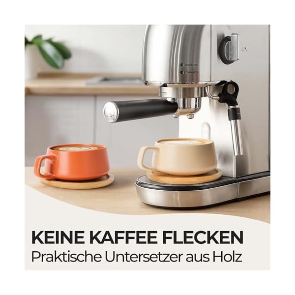 MIAMIO - 4 x 320 ml Kaffeetassen/Cappuccino Tassen mit Unterteller/elegant/modern/Kaffeebecher aus Steingut - Luxe Kollektion 4er Set – Bild 4