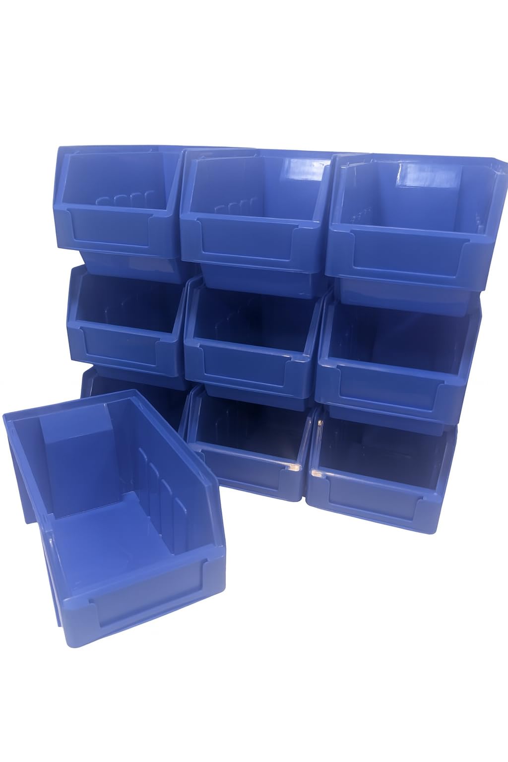 BLUE SIZE 3 STACKING STORAGE BINS PLASTIC PARTS BINS 125MMH X 220MML X 130WMM (50)