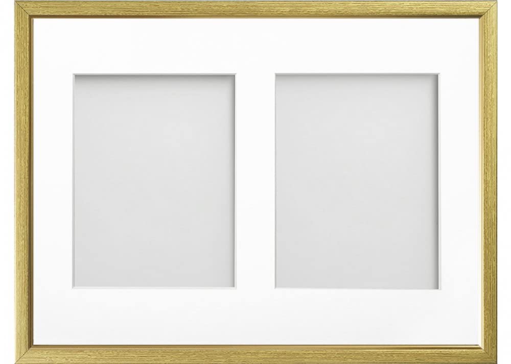 Frame Company Drayton Multi Aperture Photo Frame, Gold with Gold Inset, 16x12 for 8x6 inch (x2)