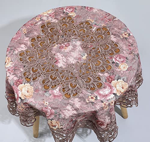 Vctops Damask Lace Patchwork Tablecloth Luxury Square Small Table Cover Elegant Floral Embroidered Lace Table Cloth For Party Kitchen Dinning Picnic Decoration (Type F,32"X32") #TOP2
