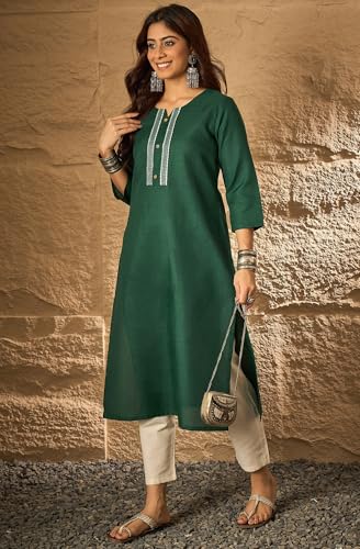 Image of Women's Silk Blend Solid Regular Kurta Set