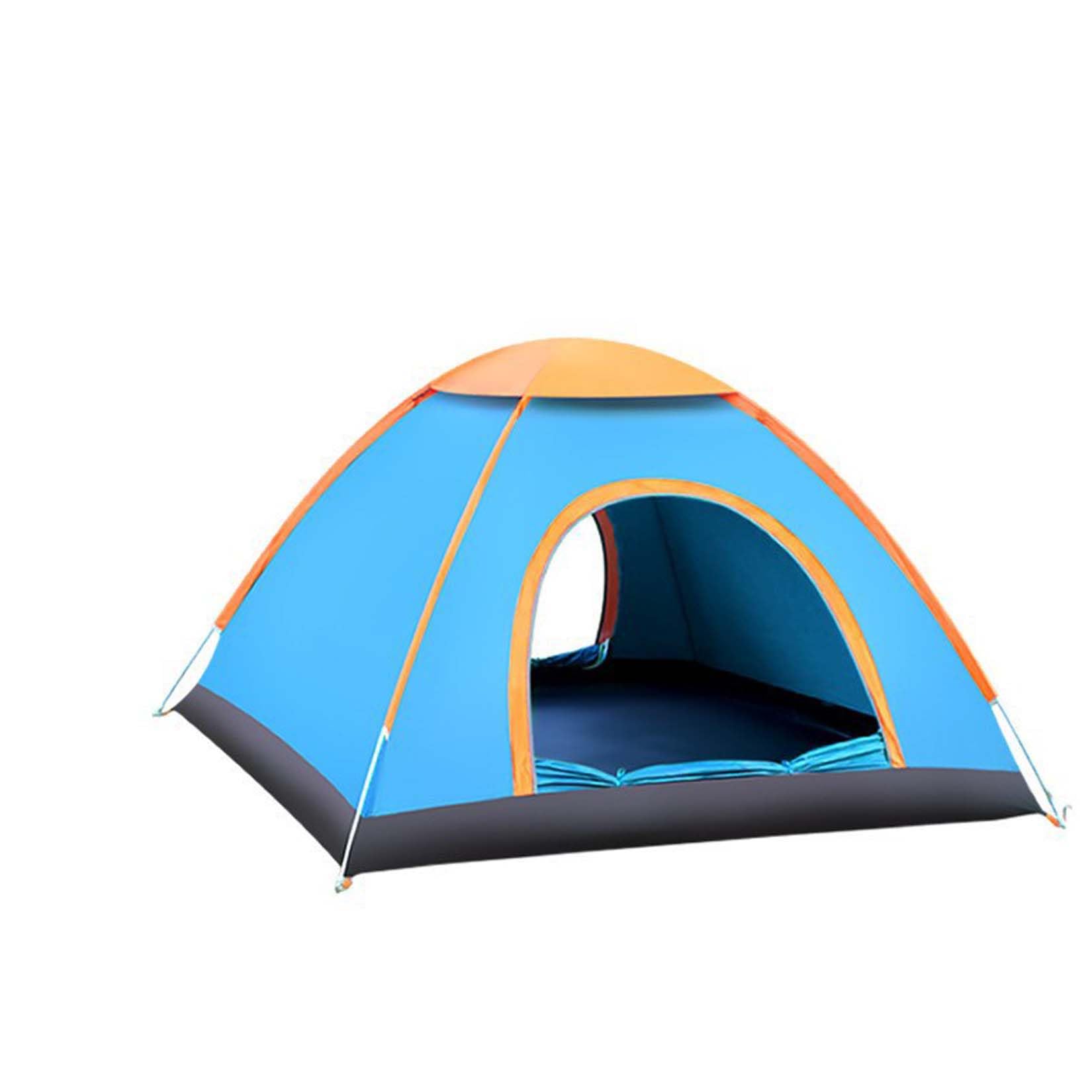 Tenda da campeggio per 2-4 persone, facile da montare, due porte, protezione dalla pioggia e dal sole, adatta per escursioni e campeggio, blu/verde