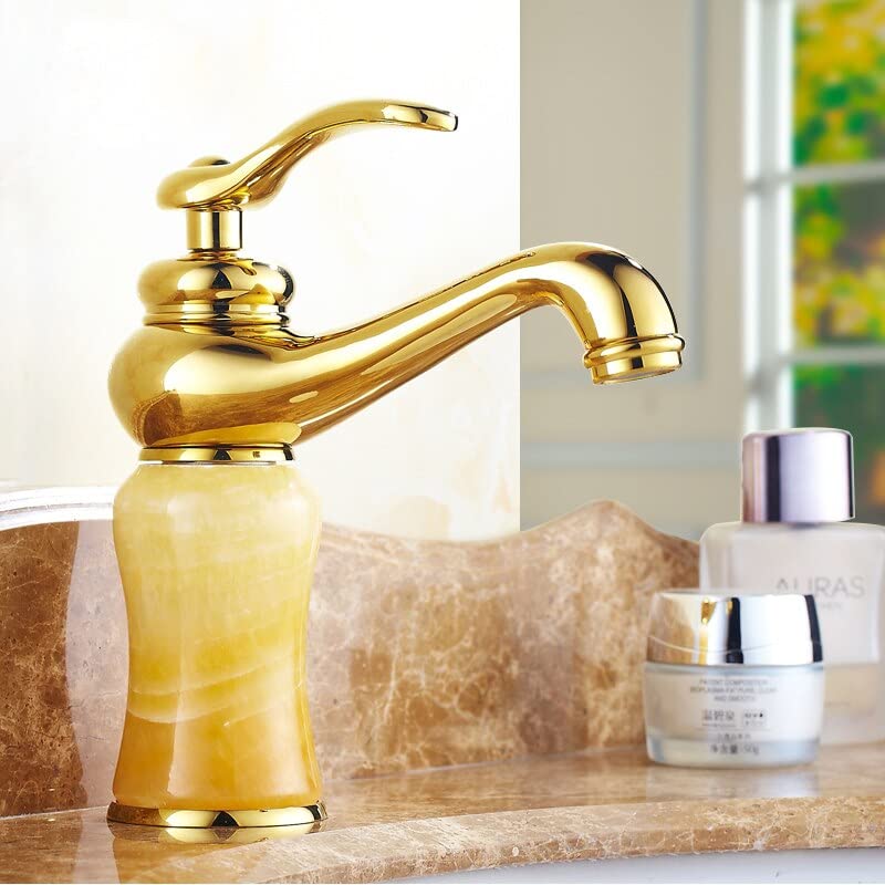 Grifería lavabo dorada de lujo con monomando para un baño elegante modelo SLT0503