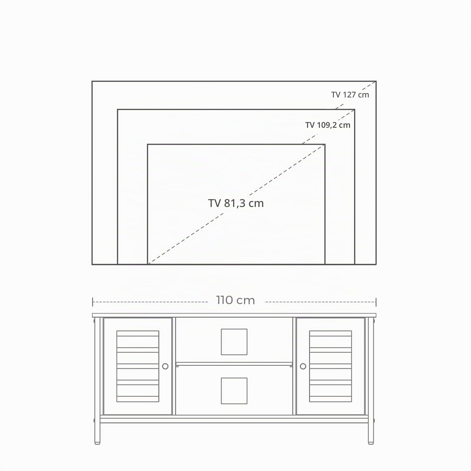 VASAGLE Meuble TV, Support télévision, avec étagères et placards de Rangement, Portes persiennes, pour Salon, Salle de Jeu, Style Industriel, Marron Rustique et Noir LTV43BX