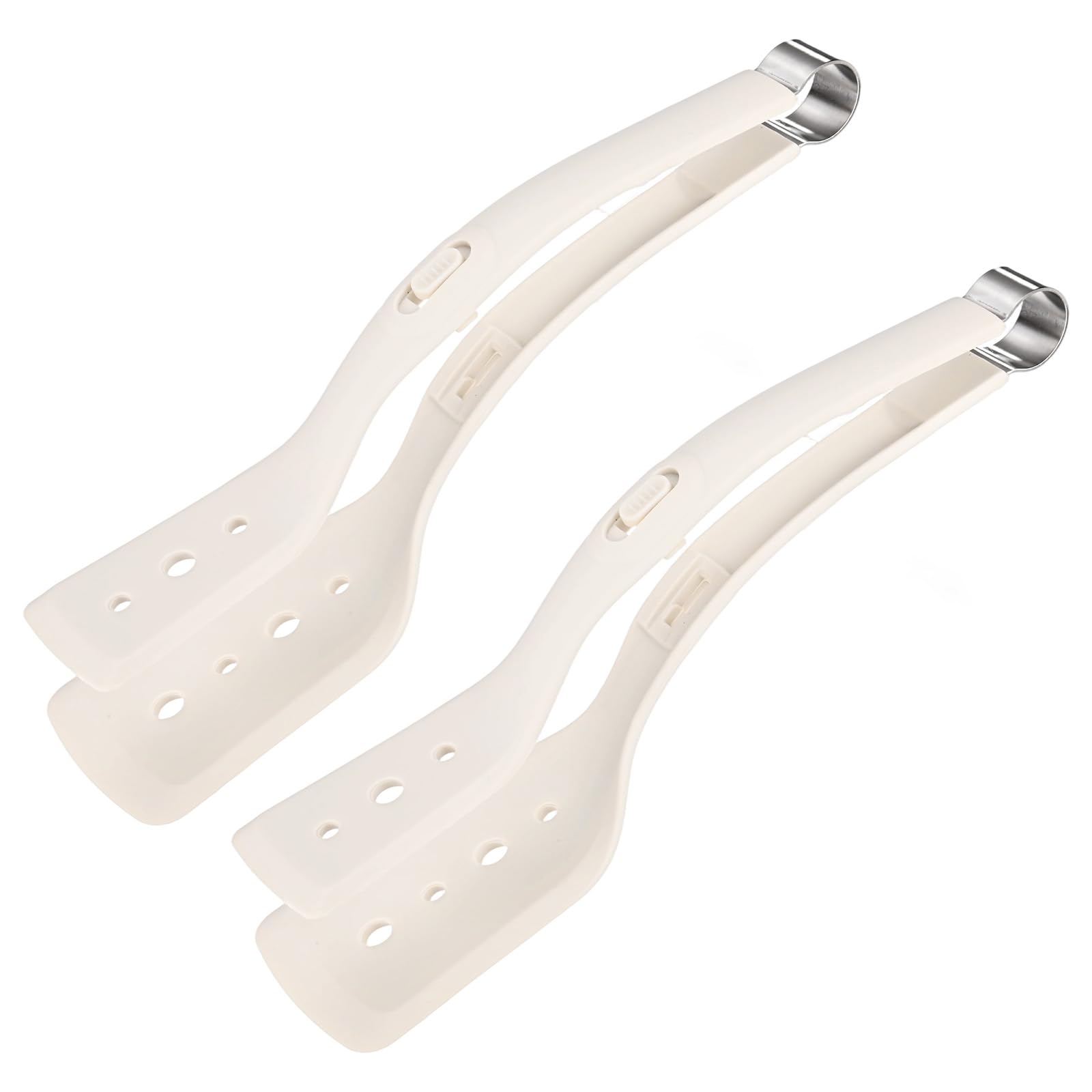 M METERXITY 2-Pack Silicone Spatula Tongs, 11.8 Inch Stainless Steel Anti-Scald Multifunctional Flipper Grill Clamp for Cooking/Barbecue, Kitchen Cooking Tongs [White]