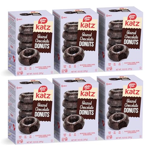 Katz Gluten Free Glazed Chocolate Donuts. Free of Dairy, Soy, Tree Nuts, and Peanuts Kosher 10.5 oz (6pk)