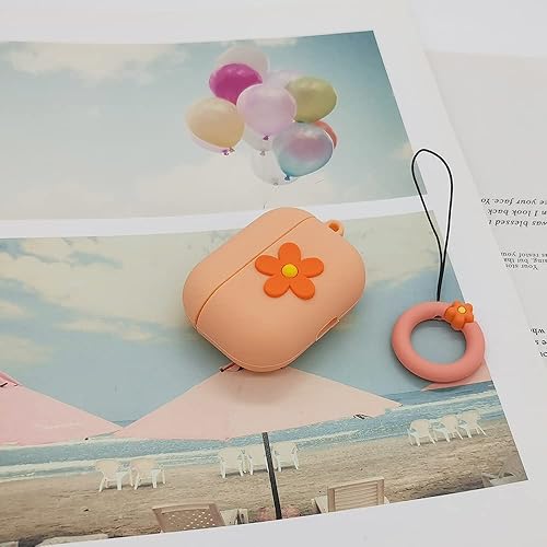 Miniatura 5 de Funda compatible con AirPods Pro, silicona suave a prueba de golpes, diseño de flores 3D de dibujos animados para niñas y mujeres, linda funda