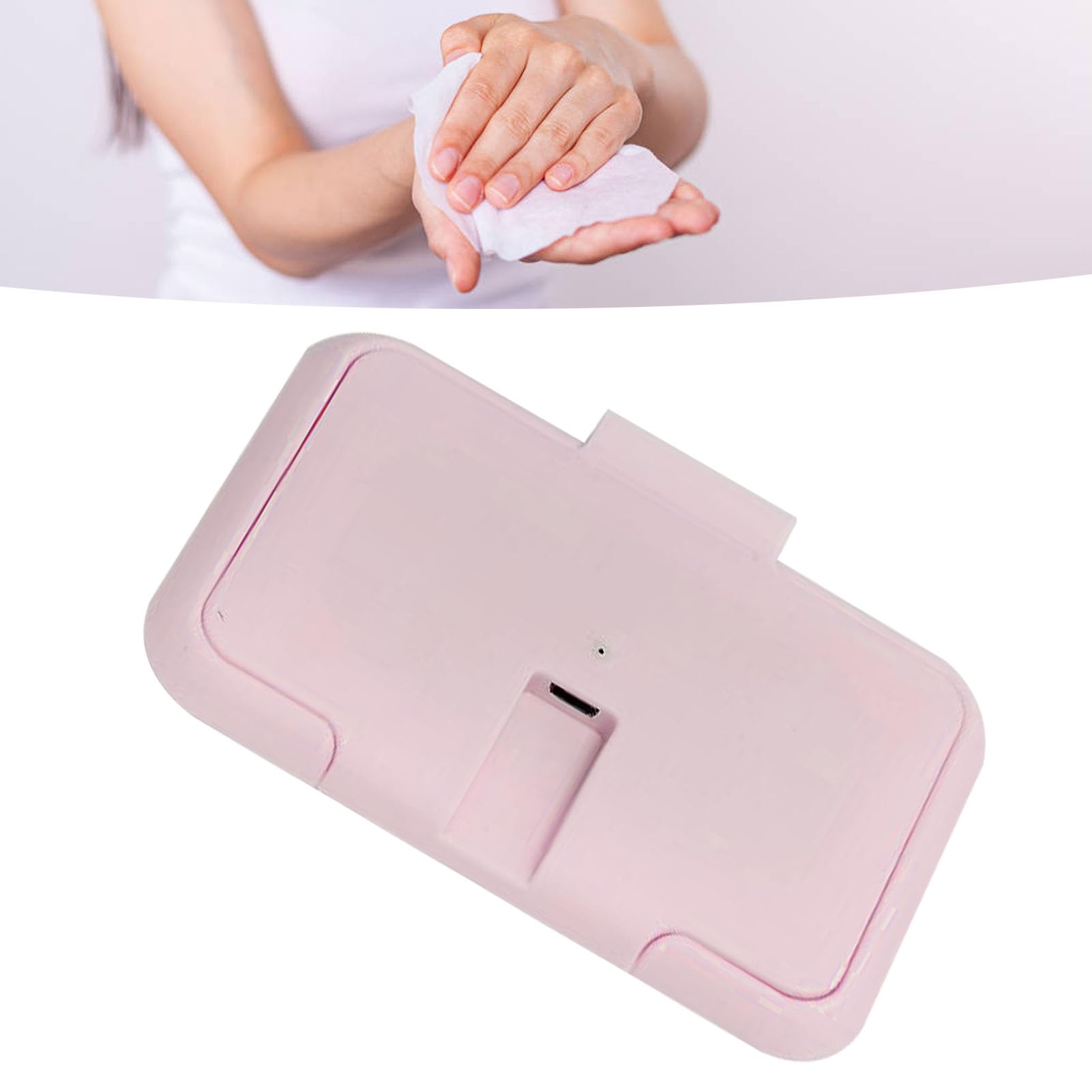 Qcwwy Chauffage Portatif pour Lingettes Humides, Interface USB, Haute efficacité, Température de 104 °F, Chauffage par Le Haut, Convient pour la Maison, la Voiture, L'extérieur (Pink)