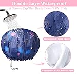 3 Pack Extra Large Double Layer Adjustable Shower Caps for Women, Waterproof Exterior & EVA Lining, Oversized Design for All Hair Lengths - Image 4