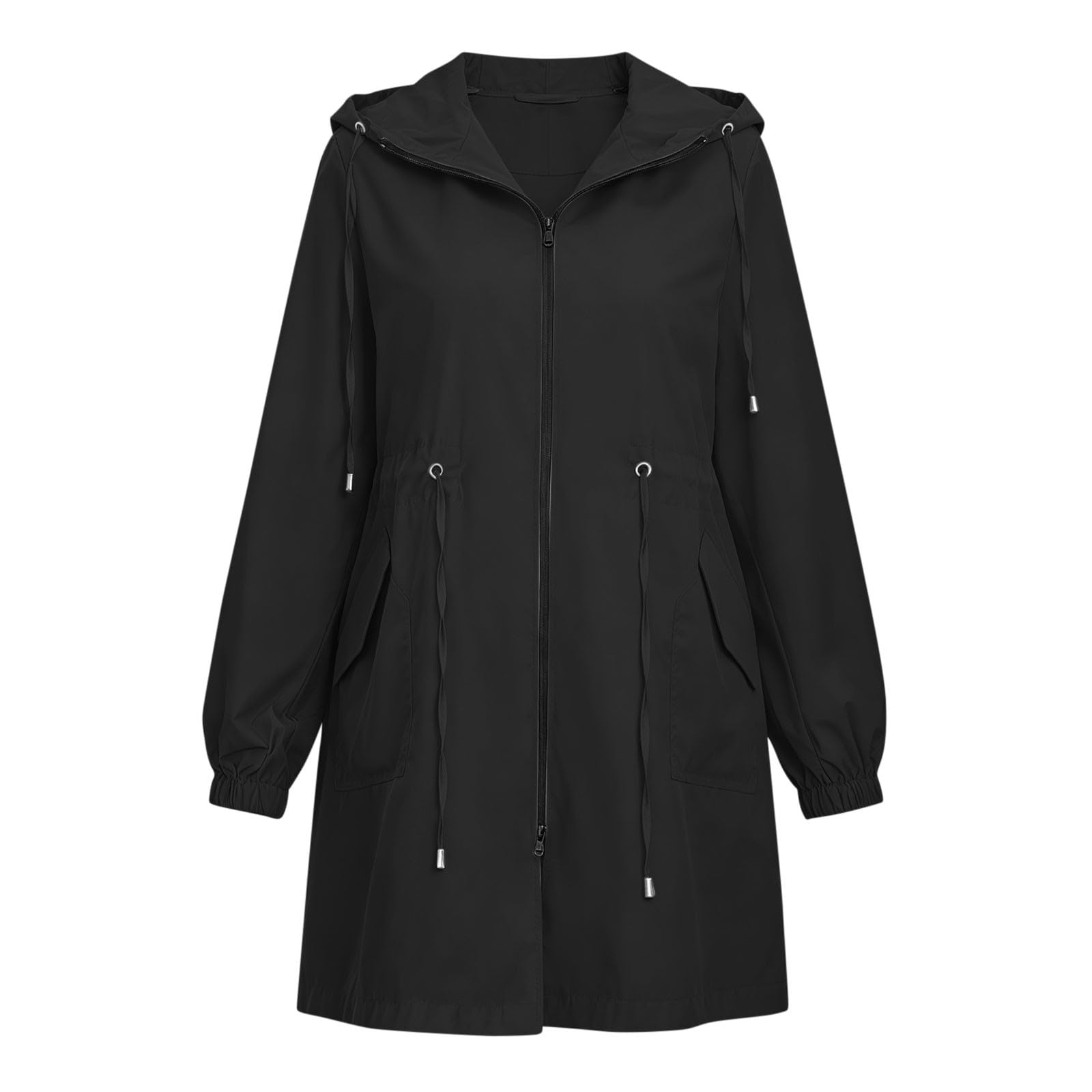 UHouse Damen Regenmantel Wasserdicht mit Kapuze Regenjacke Lang Große Größen Regen Windbreaker Atmungsaktiv Regenjacken Outdoor Mantel Leichte Trenchcoat Elegant Jacke